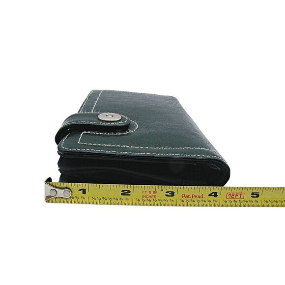 Vintage Double Full Zip Wallet Black Snap Closure Calculator Tons Card ID Slot - Picture 10 of 12